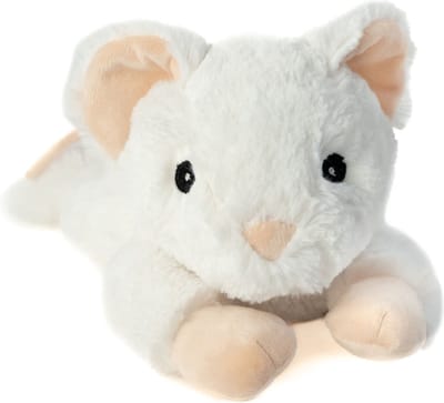 Habibi Warmte/magnetron opwarm knuffel - Muis - wit - 30 cm - pittenzak