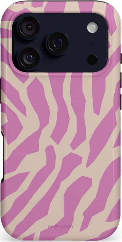 Casetastic hoesje geschikt voor Apple iPhone 17 Pro - MagSafe - Dubbellaagse bescherming - Zebra Roze Magenta Flow - Fashion Case - Lila Zand