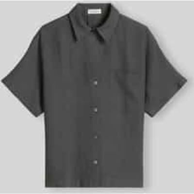 regular fit blouse van puur linnen met stolpplooi