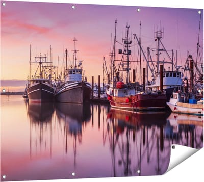 Gards Tuinposter Schepen in de Haven - Boten - 120x90 cm - Tuindoek - Tuindecoratie - Wanddecoratie buiten - Tuinschilderij