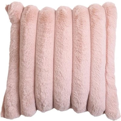 Housses d'oreiller en fausse fourrure Confortable Doux Rayé Décoratif Housse d'oreiller à lancer Velours Housse d'oreiller vide Housse de coussin Pour canapé