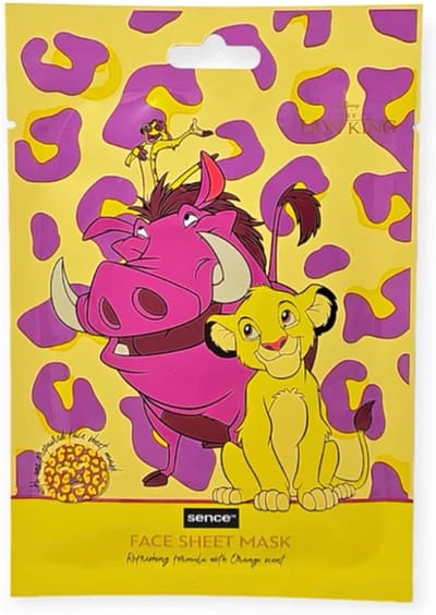 Sence disney face sheet mask - Pumba en Simba - Leeuwenkoning - gezichtsmasker - verfrissend - sinaasappel- orange scent - vegan