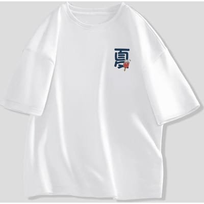 T-shirt met korte mouwen Heren Katoen Zomer Nieuw Zwaar Halve Mouw Los T-shirt Trendy Top Kleding 3XL white