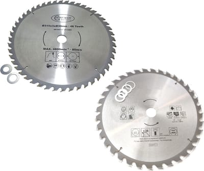 36  & 48 tands Cirkelzaagblad Ø 315 x 3 x Ø 30mm tanden incl verloopringen