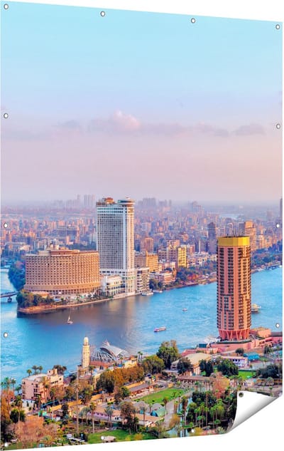 Gards Tuinposter De Nijl Rivier in Cairo, Egypte - 120x160 cm - Tuindoek - Tuindecoratie - Wanddecoratie buiten - Tuinschilderij