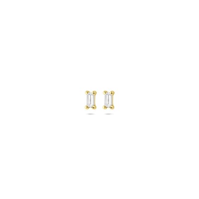 Lev Sieraden - Oorknoppen zirkonia 3,5 mm 14 karaat Geel gouden oorknoppen uitgevoerd met zirkonia