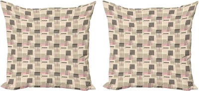 ABAKUHAUS Abstracte decoratieve kussenhoes, 2-pack, modern accent, dubbelzijdige digitale print, 40x40 cm, beige/cola grijs