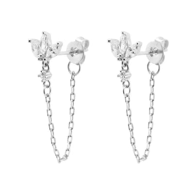 Aramat Jewels | Oorbellen | Oorbellen met ketting en Transparante Zirkonia | | | |3mm | Zilver | Volwassenen | Verkleurd niet