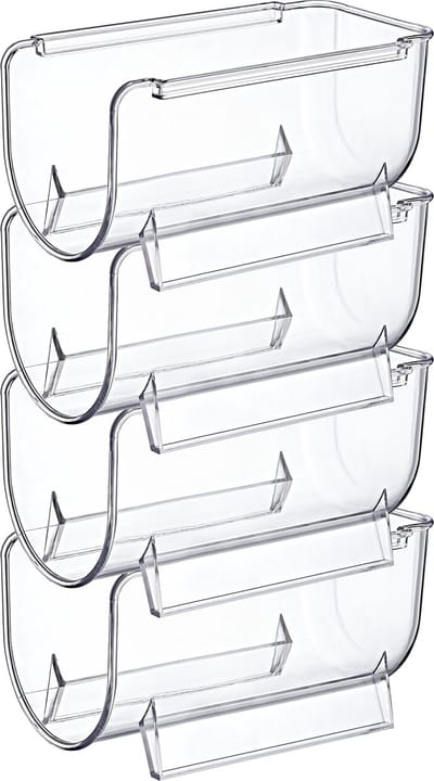 Excellent Houseware Flessenrek - koelkast organizer - 4x - stapelbaar - kunststof - wijnrek