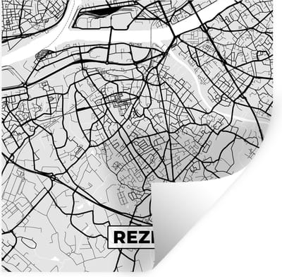 Muurstickers - Sticker Folie - Frankrijk - Rezé - Stadskaart - Plattegrond - Kaart - 100x100 cm - Plakfolie - Muurstickers Kinderkamer - Zelfklevend Behang XXL - Zelfklevend behangpapier - Stickerfolie