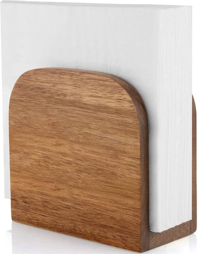 Servettenhouder van acaciahout voor op tafel - Houten staande servettenhouders voor in de keuken - Staande servettendispenser voor keuken-eetkamer- feestjes-cocktails en buitengebruik