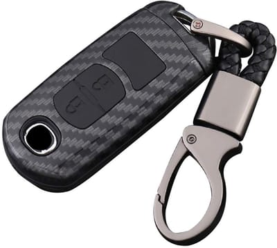 Allecto - Auto Sleutelhoes - Carbon Fiber Design - Stijlvol en Beschermend - Zwart - Sleutelcover - Ideaal voor Mazda - Geschikt voor 2/3/5/6/8/AXE...