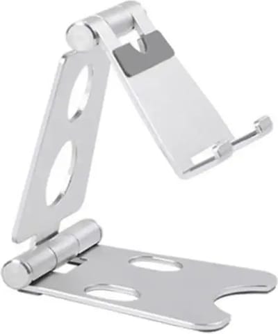 DrPhone MultiGrip Universele Telefoon/Tablet Houder – 4-8 Inch – 270° Verstelbaar – Aluminium – Opvouwbaar – Zilver