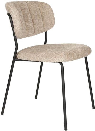 Housecraft Living Jolien Eetkamerstoelen Zwart/Beige Bouclé - Set van 2