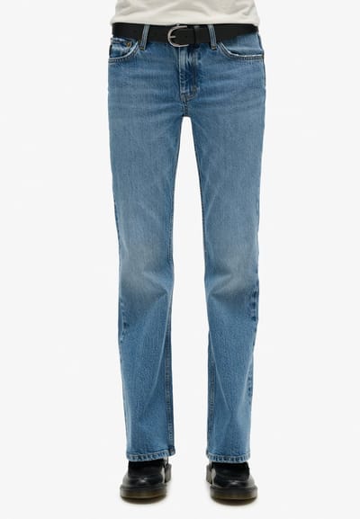 Superdry - Slimfit jeans met middelhoge taille en wijduitlopende pijpen - Dames - Jeans