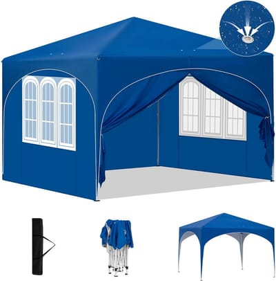Vouwpaviljoen - Pop-up tent - Buitenfeestjes organiseren - Waterdicht en winterbestendig - 3 x 3 meter - Blauw