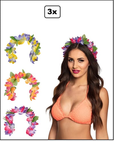 3x Diadeem Summer breeze - 3 assortie - Carnaval optocht thema feest hawai tropical party