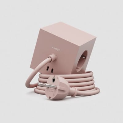 Avolt Square 1 | Design Stekkerdoos met USB-C & 3 Meter Kabel - New Pink