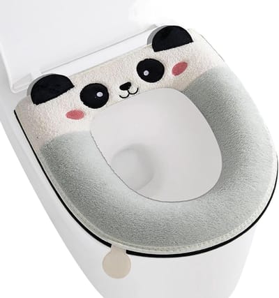 Toiletbrilkussen Panda - WC bril hoes - Warm en comfortabel - Versterkte stabiliteit - 40x35 cm - Lichtgroen