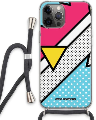 Case Company® - Hoesje met koord geschikt voor iPhone 13 Pro Max hoesje met Koord - Pop Art #3 - Telefoonhoesje met Zwart Koord - Bescherming aan alle Kanten en Over de Schermrand
