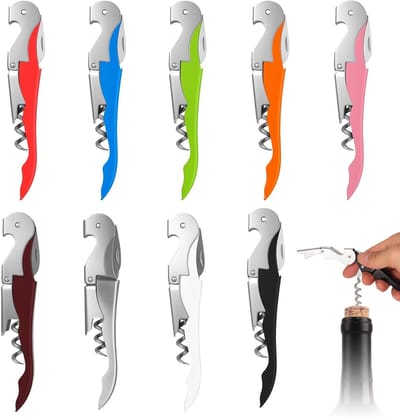 Professionele 3-in-1 Wijnopener Set met Flesopener en Kurkentrekker van RVS voor Sommeliers en Bartenders, 10 Stuks