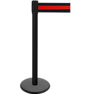Afzetpaal met trekband GLA 29, zwart, trekband zwart/rood