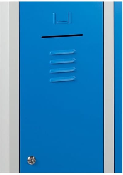 Lockerkast WRC 2 deurs met Blauwe deuren en uitgevoerd met cilinderslot