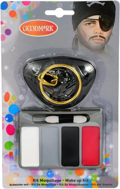 Piraten Make-up Set - Kinder Schmink - Verkleedfeestjes - Inclusief Ooglapje - 12.9 x 20.5 cm - 4 Kleuren