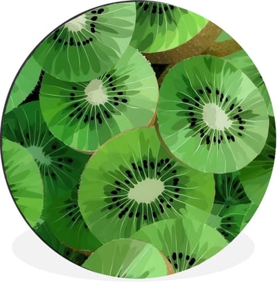 WallCircle - Wandcirkel - Muurcirkel - Kiwi - Groen - Pitten - Aluminium - Dibond - 30x30 cm - Binnen en Buiten