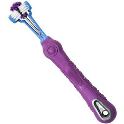Brosse à dents pour animaux à 3 côtés Angle multiple Brosse à dents pour chien chat Fournitures pour animaux pour le nettoyage buccal Violet violet