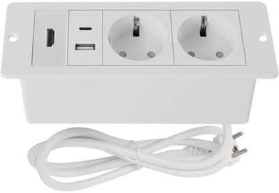 Verzonken Tafelblad Stopcontact met 1,5 m Kabel en USB-aansluiting - Inbouwstekkerdoos voor Tafel