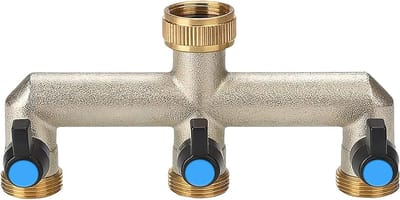 Drievoudige Tuinslangafsluiter met Messing Aansluitingen voor Thuis en Tuin, Ideaal voor Tuinieren en Waterbeheer