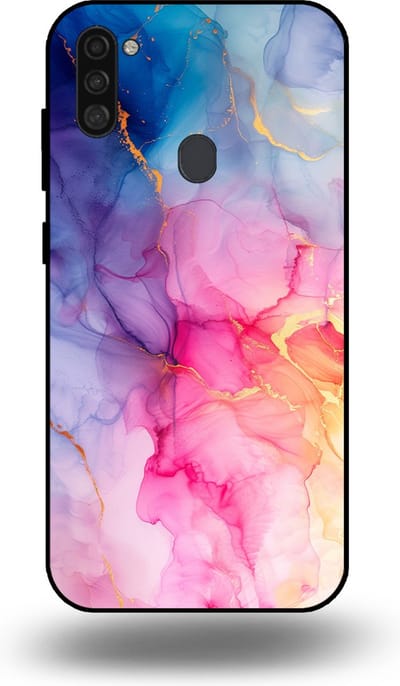 Smartphonica Telefoonhoesje geschikt voor Samsung Galaxy A11 met marmer opdruk - TPU backcover case marble design - Regenboog geschikt voor Samsung Galaxy A11