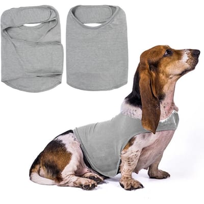 Veste Anti-Anxiété pour Chien de Compagnie Garde Calme Vêtements Anti-Stress avec Dos à Crochets et Boucles Réfléchissants S(for 2-4kg) gray