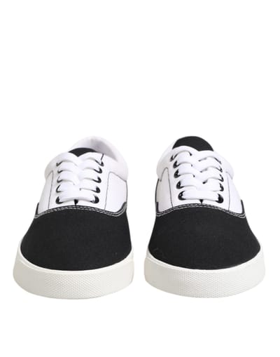 Dolce & Gabbana Zwarte Katoenen Leren Veterschoenen voor Mannen