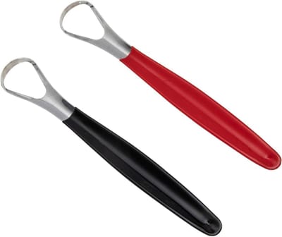 Tongschrapers - Mondreiniger - Frisse Adem - Roestvrij Staal - 2 Stuks - Zwart Rood
