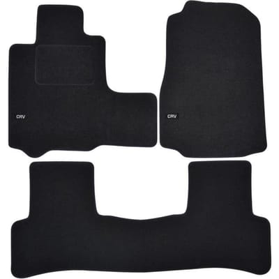 Tapis de sol - Logo - Honda CRV - Velours noir - 4 pièces - Antidérapant - Sur mesure