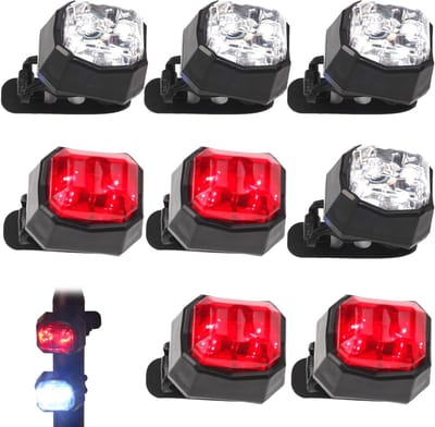 Kinderwagenverlichting LED - Kinderwagenlicht Set - Nachtelijke Wandelingen - Waterdichte ABS Behuizing - 8 stuks - Warm Wit