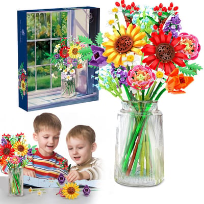 976 Stuks Bloemenboeket Bouwset - Bloemen Botanische Collectie Kit - Kunstmatige Bloemblokken Voor De Decoratie Van Uw Huis Of Kantoor