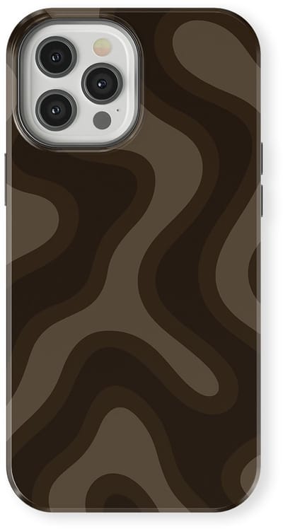 DripCase Curvy Lines Hoesje geschikt voor iPhone 12 Pro | Backcover met Mag | Design Tough Case geschikt voor iPhone 12 Pro Espresso Wave