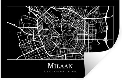 Muurstickers - Sticker Folie - Milaan - Plattegrond - Kaart - Stadskaart - 30x20 cm - Plakfolie - Muurstickers Kinderkamer - Zelfklevend Behang - Zelfklevend behangpapier - Stickerfolie