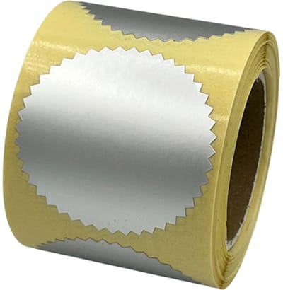 Zilveren Sluitsticker - Cream Silver - 250 Stuks - XL - rond 47mm - sterrand - sluitzegel - sluitetiket - preegsticker - chique inpakken - cadeau - gift - trouwkaart - geboortekaart - kerst