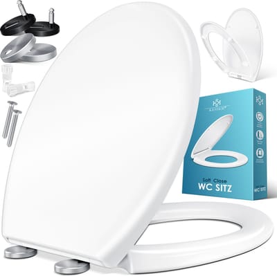 KESSER® WC bril met Soft Close Deksel - Toiletbril met Duroplast en Quick-Release-functie - Wit / O-Vorm