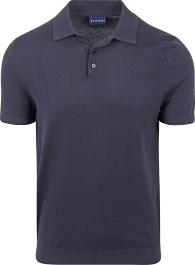 Suitable Knitted Polo Donkerblauw (navy) - Maat M - Heren - Polo shirt Heren met Korte mouw
