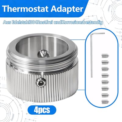 Thermostaat Adapters - Radiator Ventiel Adapters - Verwarming Installeren - Roestvrij Staal Materiaal - M30 x 15 - Zilverkleurig