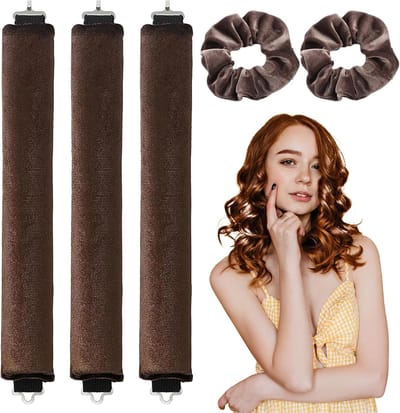 Hittevrije Krulbanden - Krulspelden Set - Haar Krullen - Zonder Hitte - 3 Stuks - Bruin