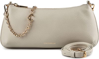COCCINELLE Leren schoudertas C-Me Chain Mini Bag Grained Leather Eucalipto Lichtgrijs