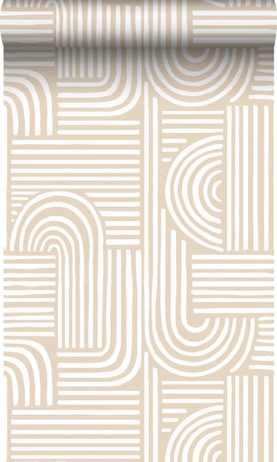 ESTAhome behang grafisch 3D motief zand beige - 53 cm x 10.05 m - 139935