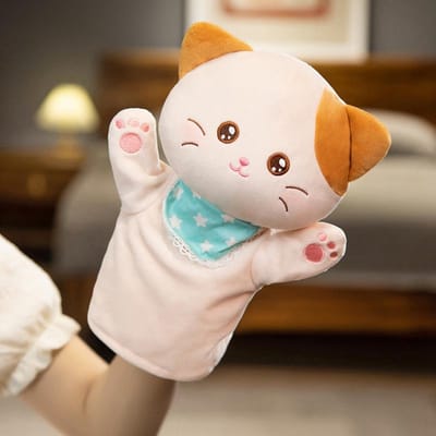 Peluches Animaux Jouets Main Doigt Histoire Marionnette Kawaii Poupées Jouets Éducatifs Chat Cerf Panda Shiba Inu Cadeau D'anniversaire 25cm