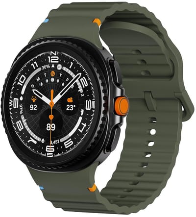 Siliconen bandje - geschikt voor Samsung Galaxy Watch 8 (40mm) / Galaxy Watch 8 (44mm) / Galaxy Watch 8 Classic - wave met gespsluiting - army groen